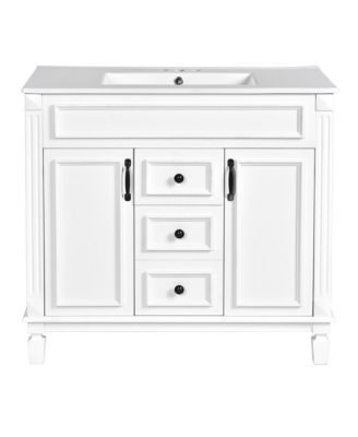 36 Inch Modern Bathroom Vanity with Top Sink Freestanding Single Sink Bathroom Storage Cabinet for Home Bathroom Decoration