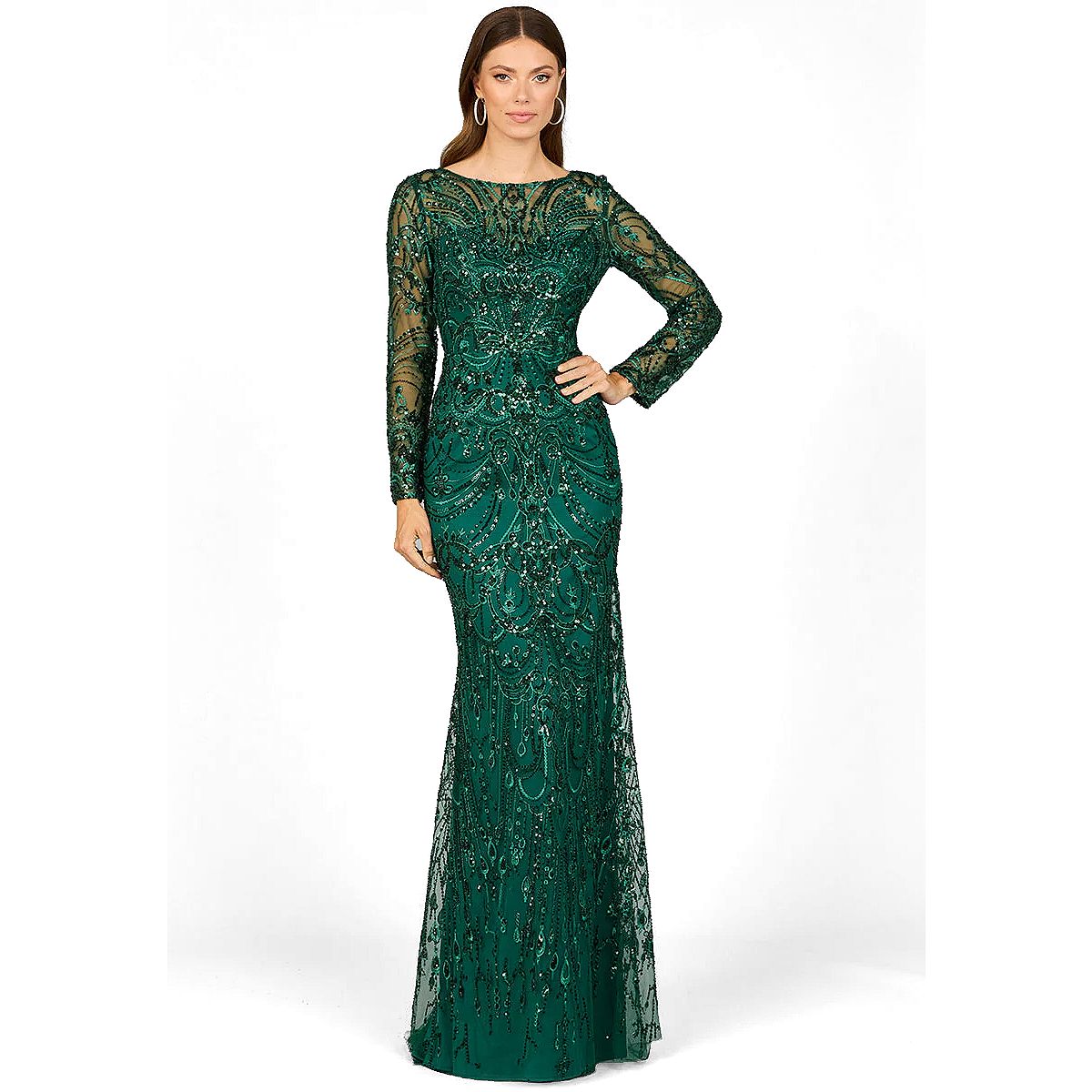Lara Women's Long Sleeve Lace Gown view 1 — MAYCSS fashion products