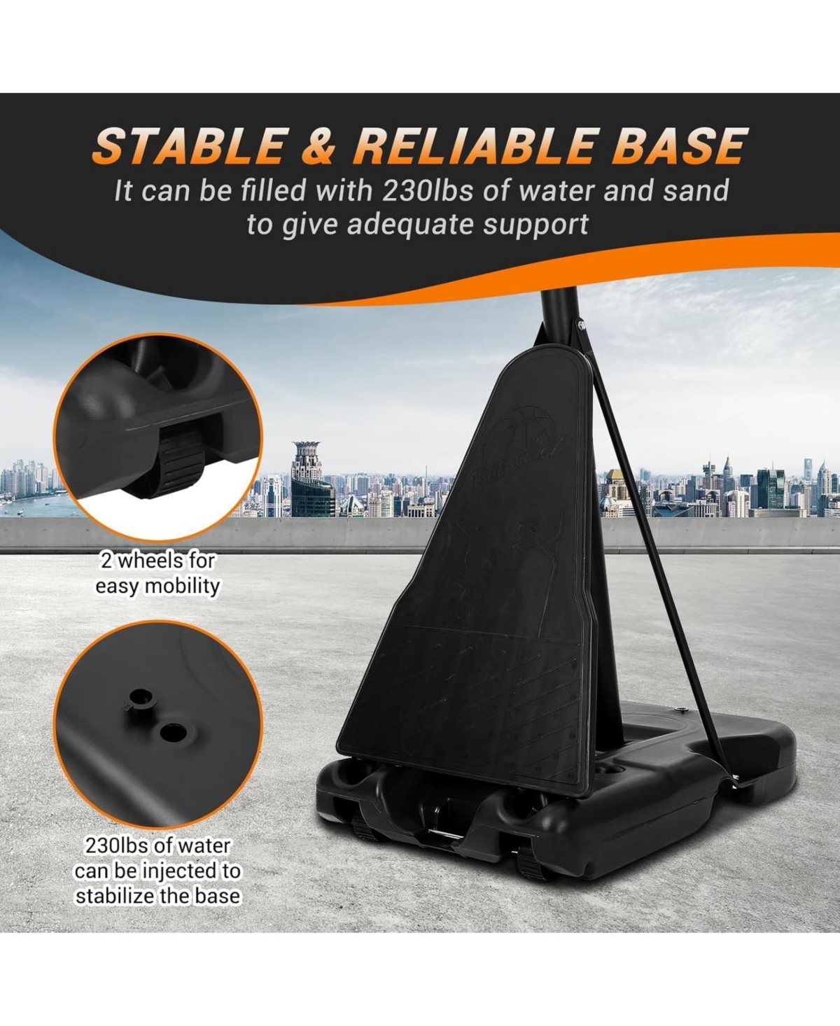 Xo Portable Basketball Hoop, 5.2-10 Ft Adjustable Goal, 47" Shatterproof Backboard with Wheels, Outdoor Basketball System for Kids and Adults Backyard