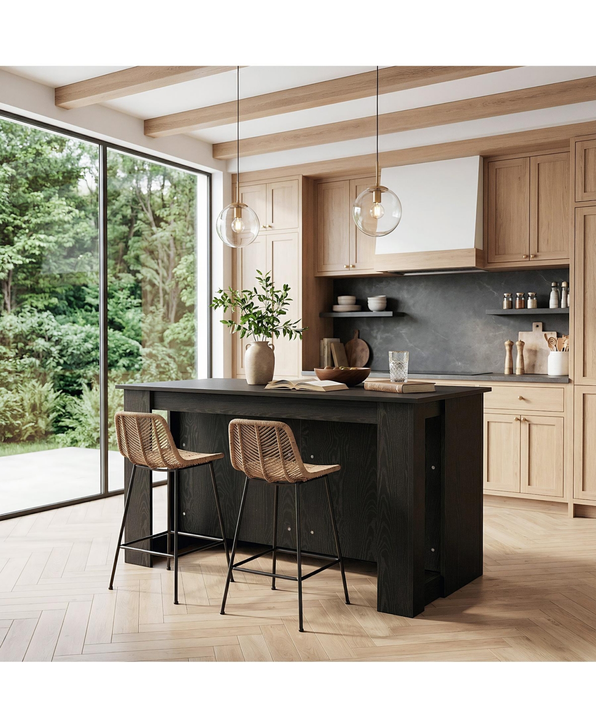 Tribesigns 55.12" Kitchen Island with 2-Tier Storage Shelves, Multifunctional Kitchen Island Table with Open Storage and Breakfast Bar