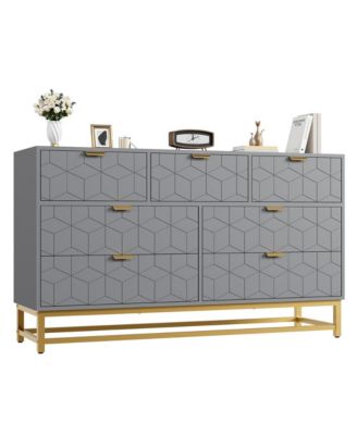 7-Drawer Dresser with Metal Handles and Legs, 53.5" Wide Modern Chest for Bedroom Closet Living Room Hallway