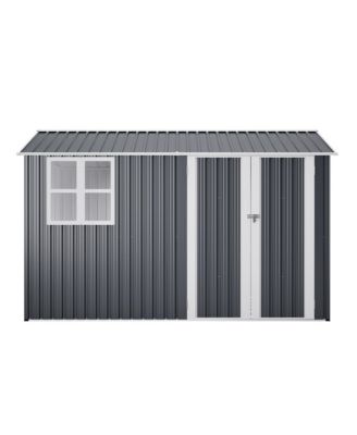 10x8 Feet Outdoor Metal Storage Shed With Lockable Doors And Window