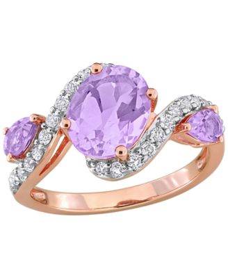 Amethyst (2-3/8 ct. t.w.) & White Topaz (5/8 ct. t.w.) Ring in 18k Rose Gold-Flash Plated Silver