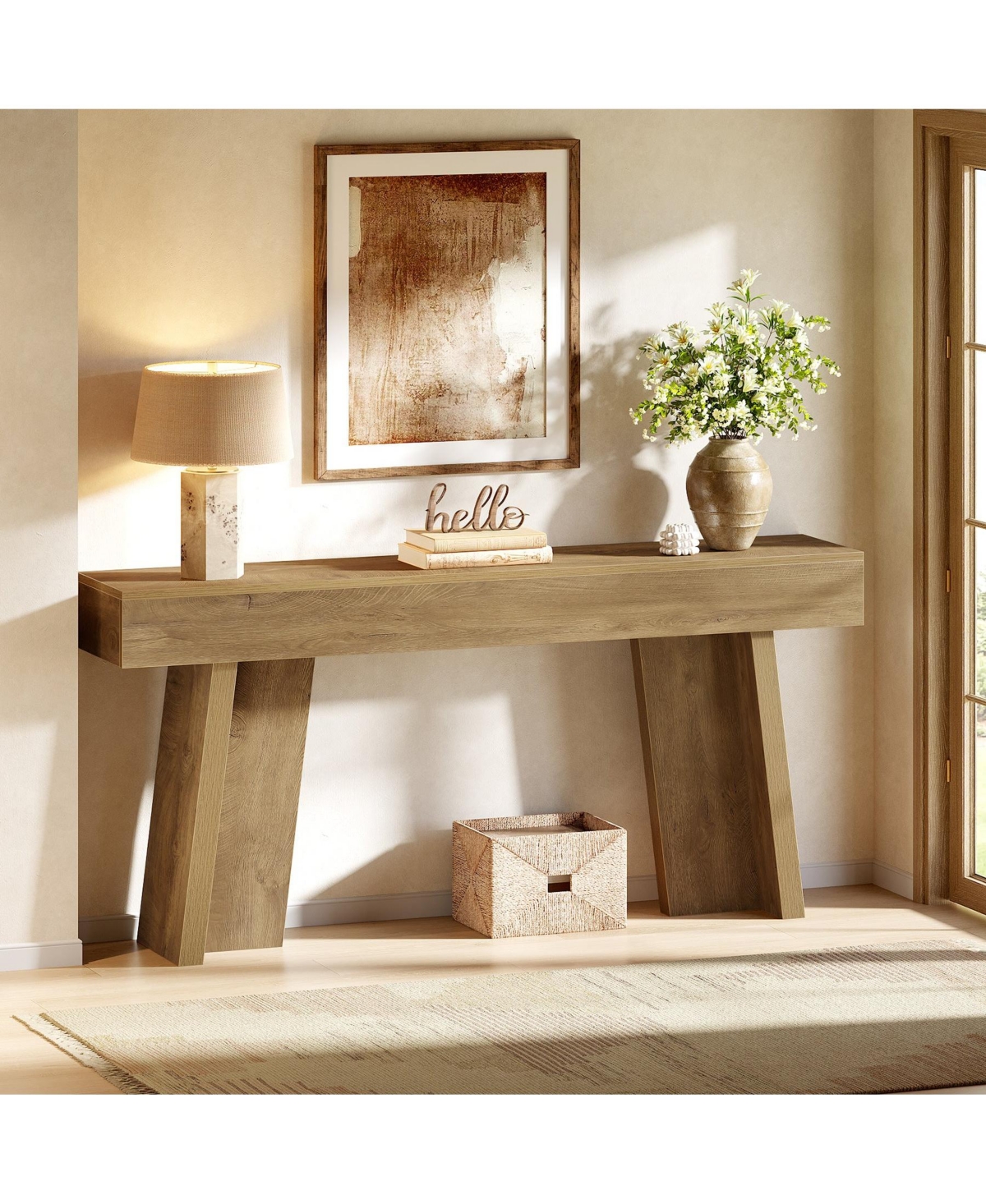 Slim Console Table for Behind Couch and Farmhouse Entryway Decor