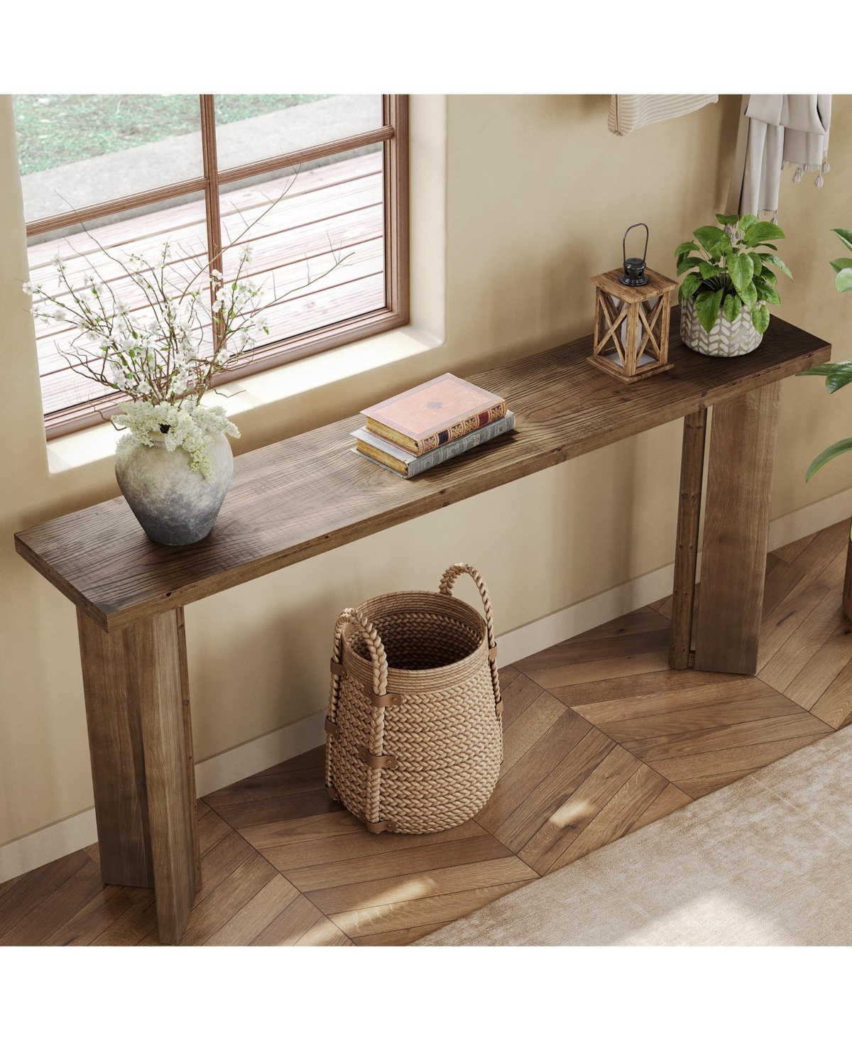 Slickblue Solid Wood Sofa Console Table for Foyer, Hallway, or Living Room
