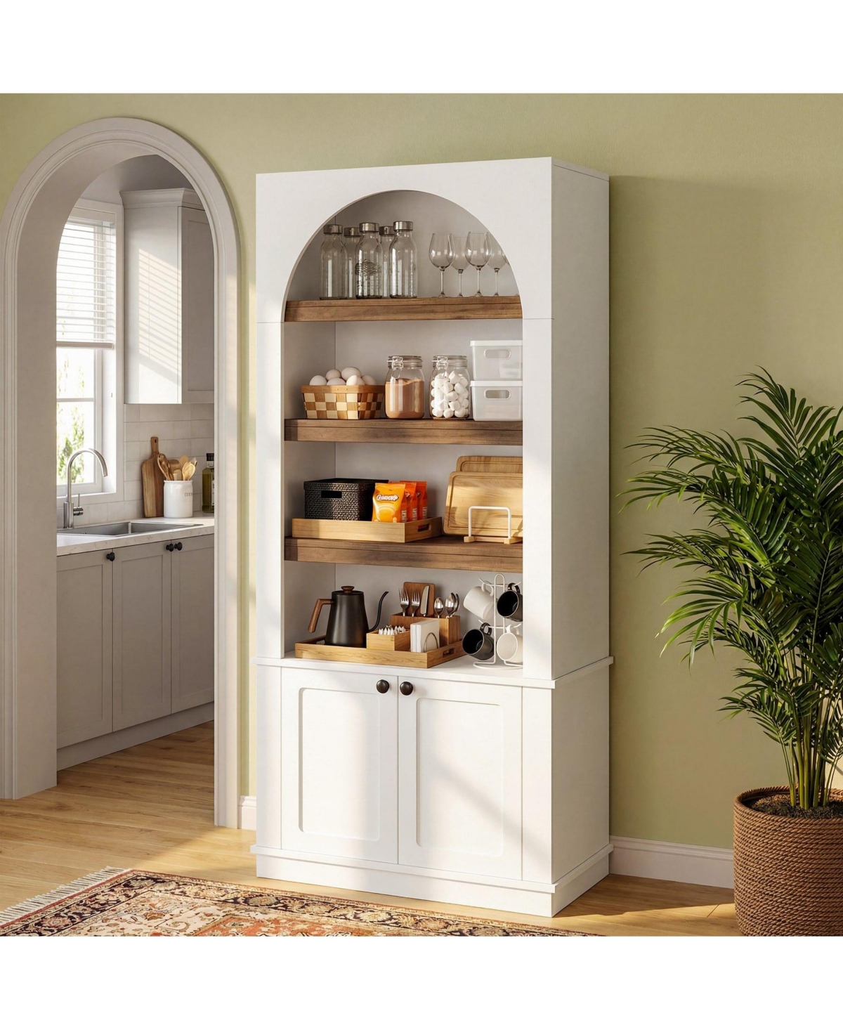 Slickblue 71 Inch Modern 6-Tier Bookcase with Doors for Home or Office