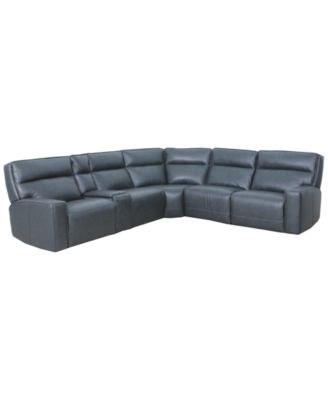 Zackary 6-Piece L Shape Leather Sectional with 2 Power Motion & Console