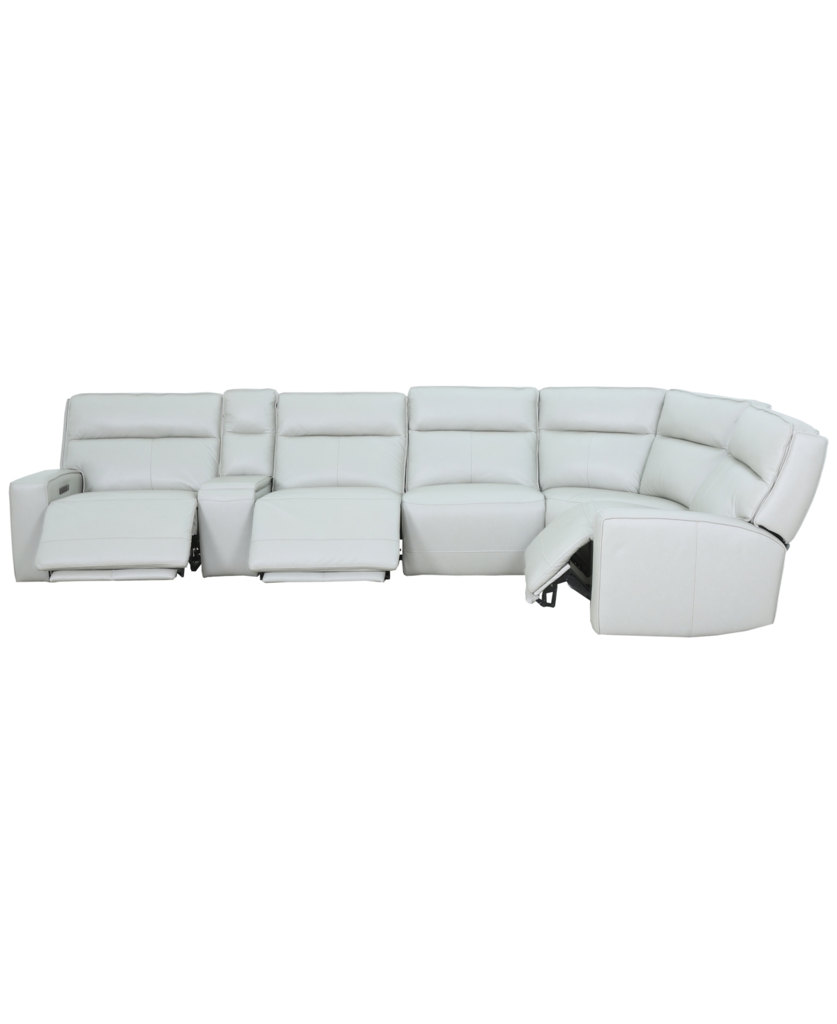 Zackary 6-Piece L Shape Leather Sectional with 3 Power Motion & Console, Macy's Exclusive