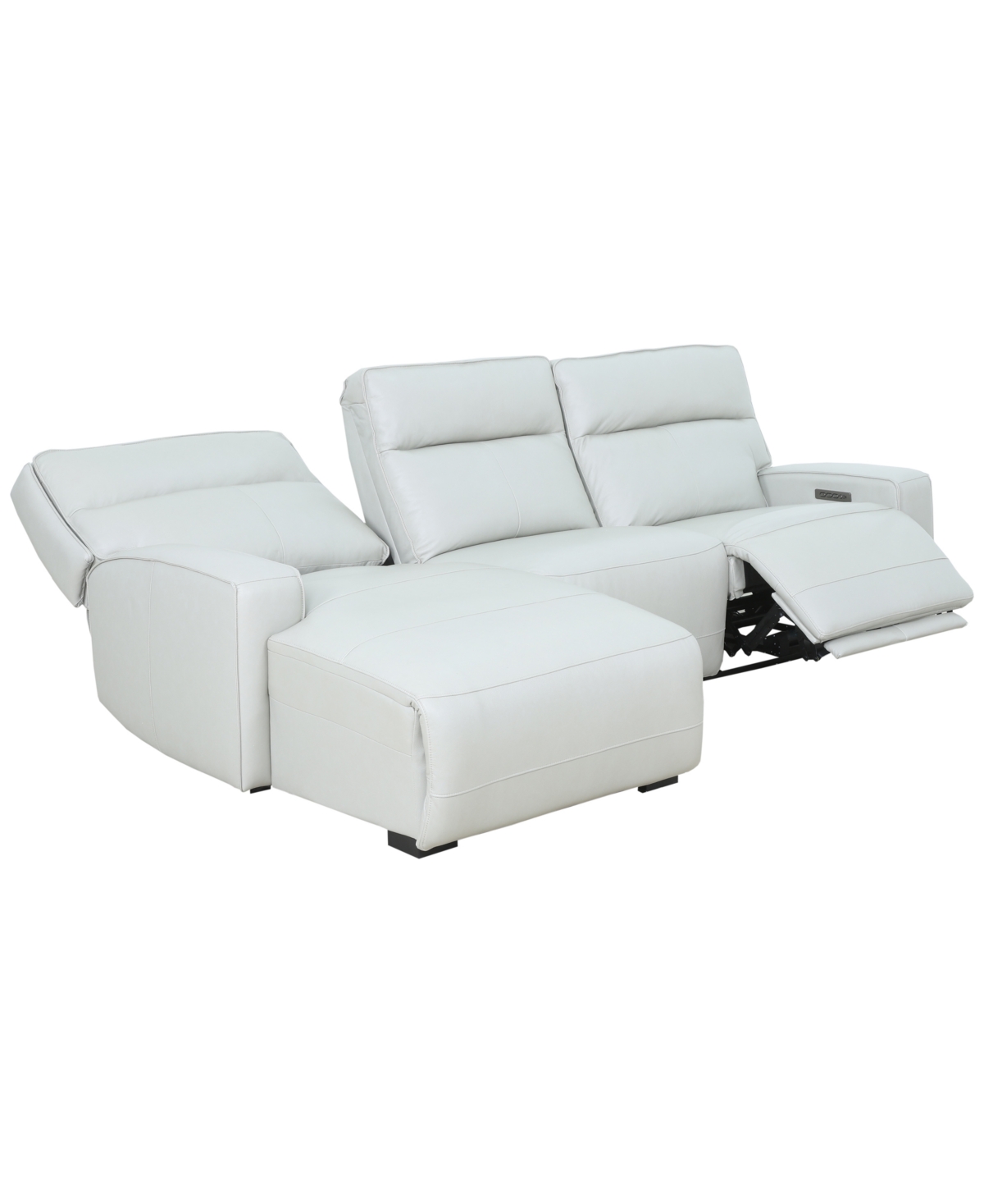 Zackary 3-Piece Leather Chaise Sofa with 3 Power Motion, Macy's Exclusive