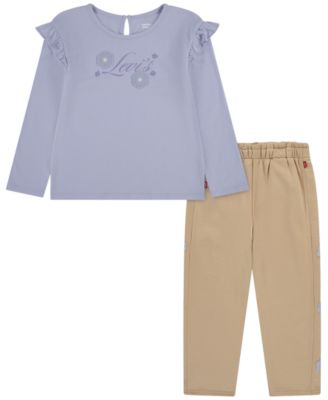 Baby Girls' Ruffle Knit Top and Fleece Pants, 2-Piece Set