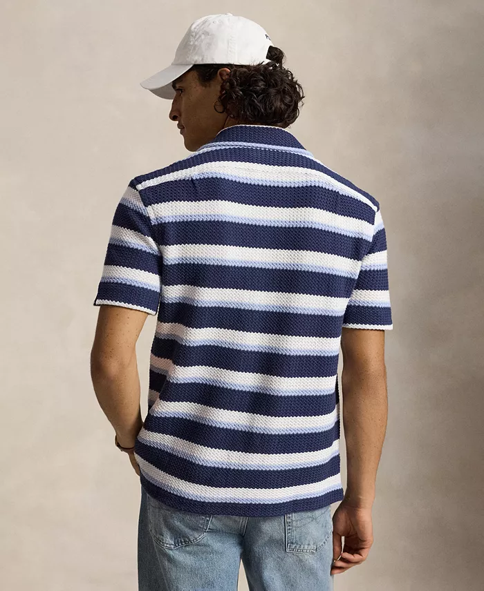 Men's Striped Herringbone Camp Shirt - thumbnail 4