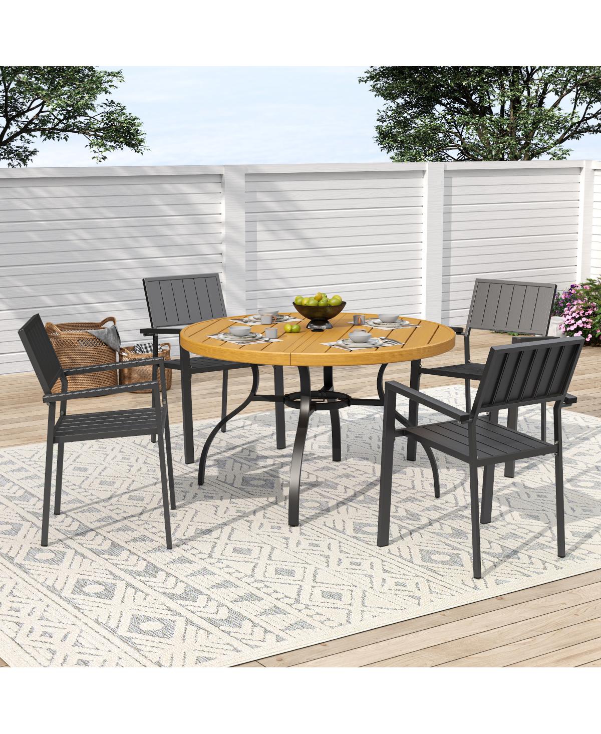 Streamdale Furniture Outdoor Patio Dining Set: Round Table and Stacking Metal Chairs