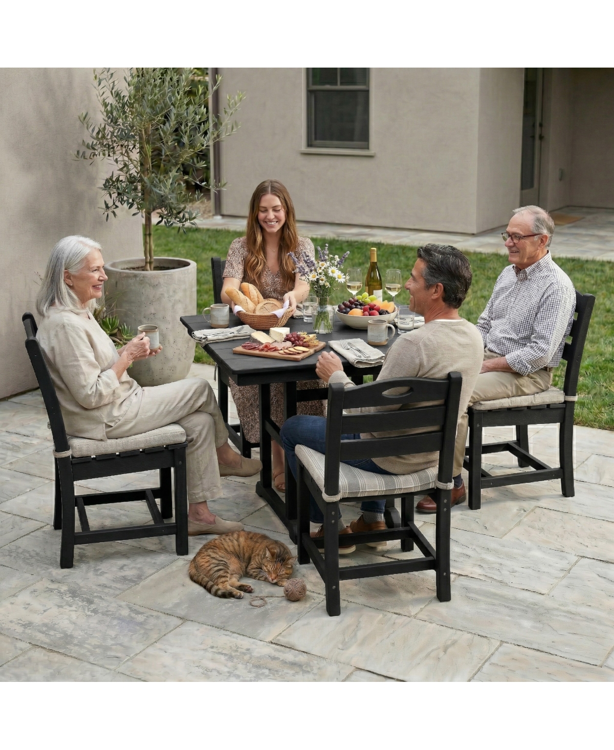 Streamdale Furniture Hdpe 4-Piece Square Patio Dining Set with Umbrella Hole
