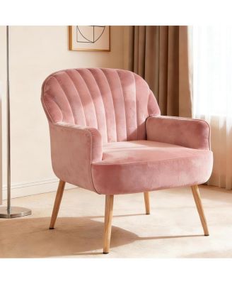 Velvet Upholstered Accent Chair with Metal Legs