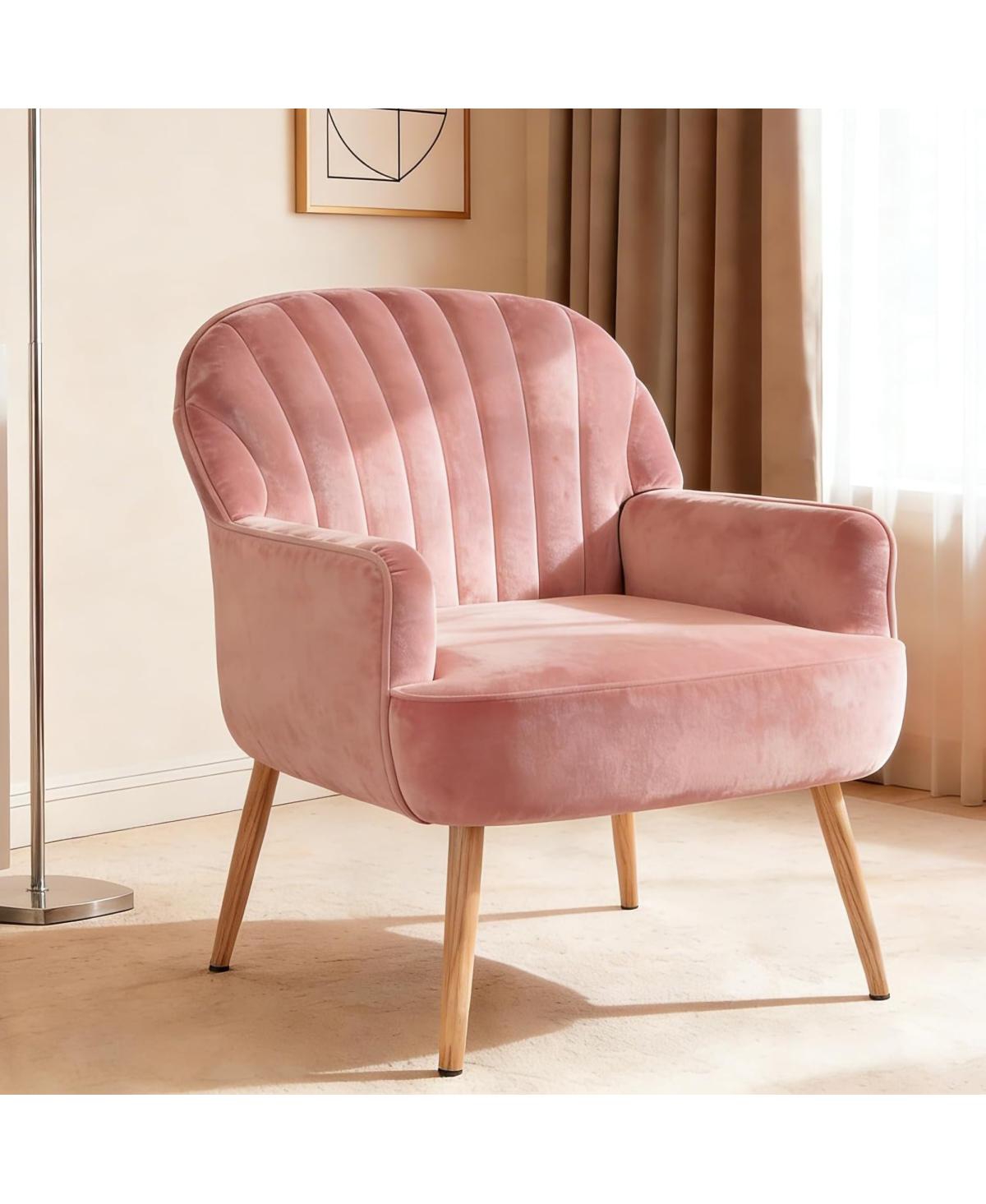 Streamdale Furniture Velvet Upholstered Accent Chair with Metal Legs