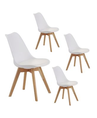 Set of 4 Mid Century Modern Dining Chairs with Wooden Legs