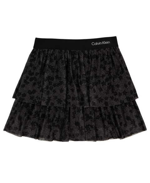 Юбка Calvin Klein Tiered Glitter Mesh для девочек, цвет: Чёрный
