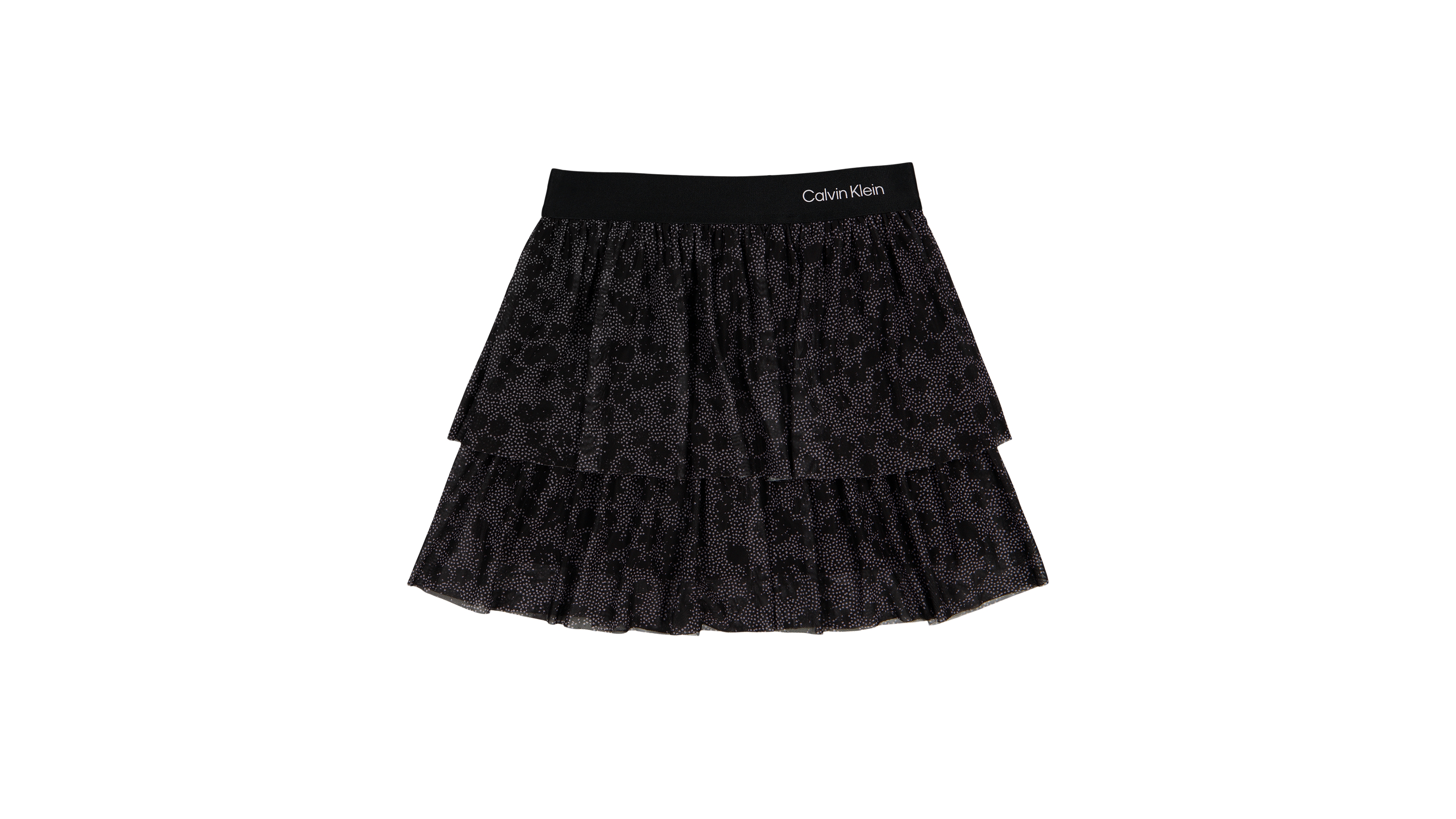 Calvin Klein Girls' 7-16 Tiered Glitter Mesh Skirt
