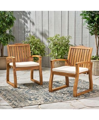 2-Pack Acacia Wood Outdoor Dining Chairs Patio Armchairs