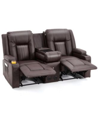 Recliner Loveseat with ConsoleandBluetooth Speakers, Manual RV Reclining Sofa