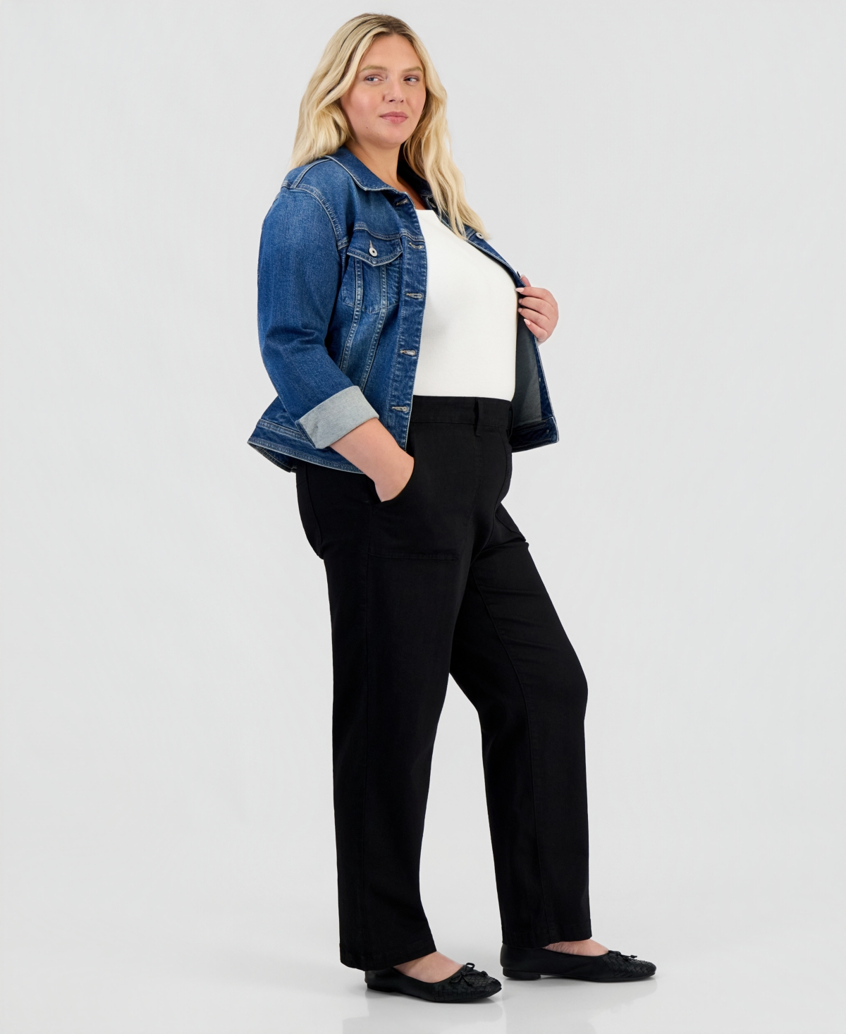 Style & Co Plus High-Rise Pull-On Utility Jeans, Macy's Exclusive