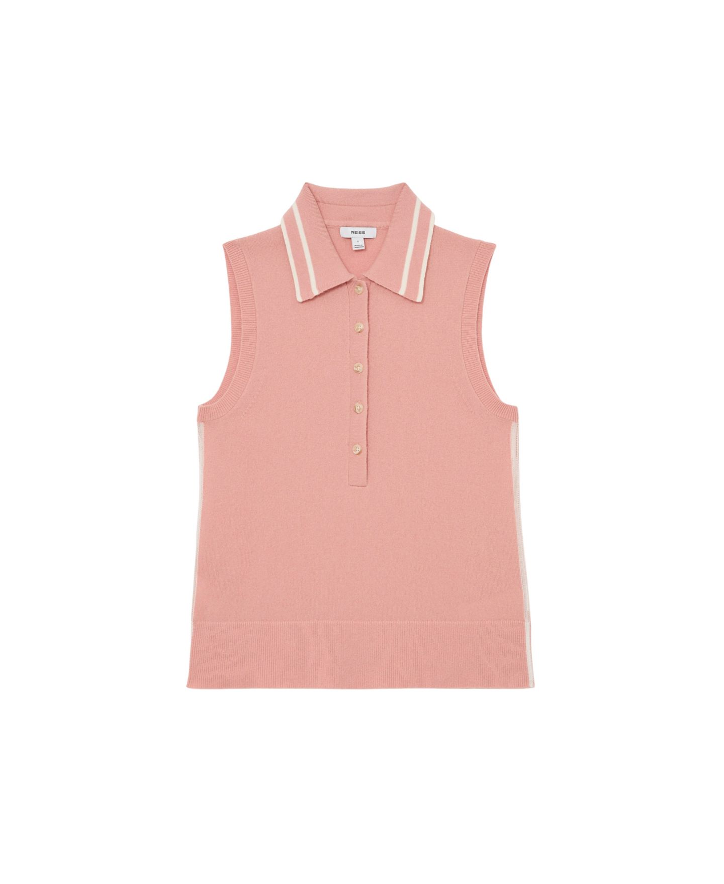 Женский топ REISS Wool-Cashmere Sleeveless Polo, цвет: Pinkivory — фото 4