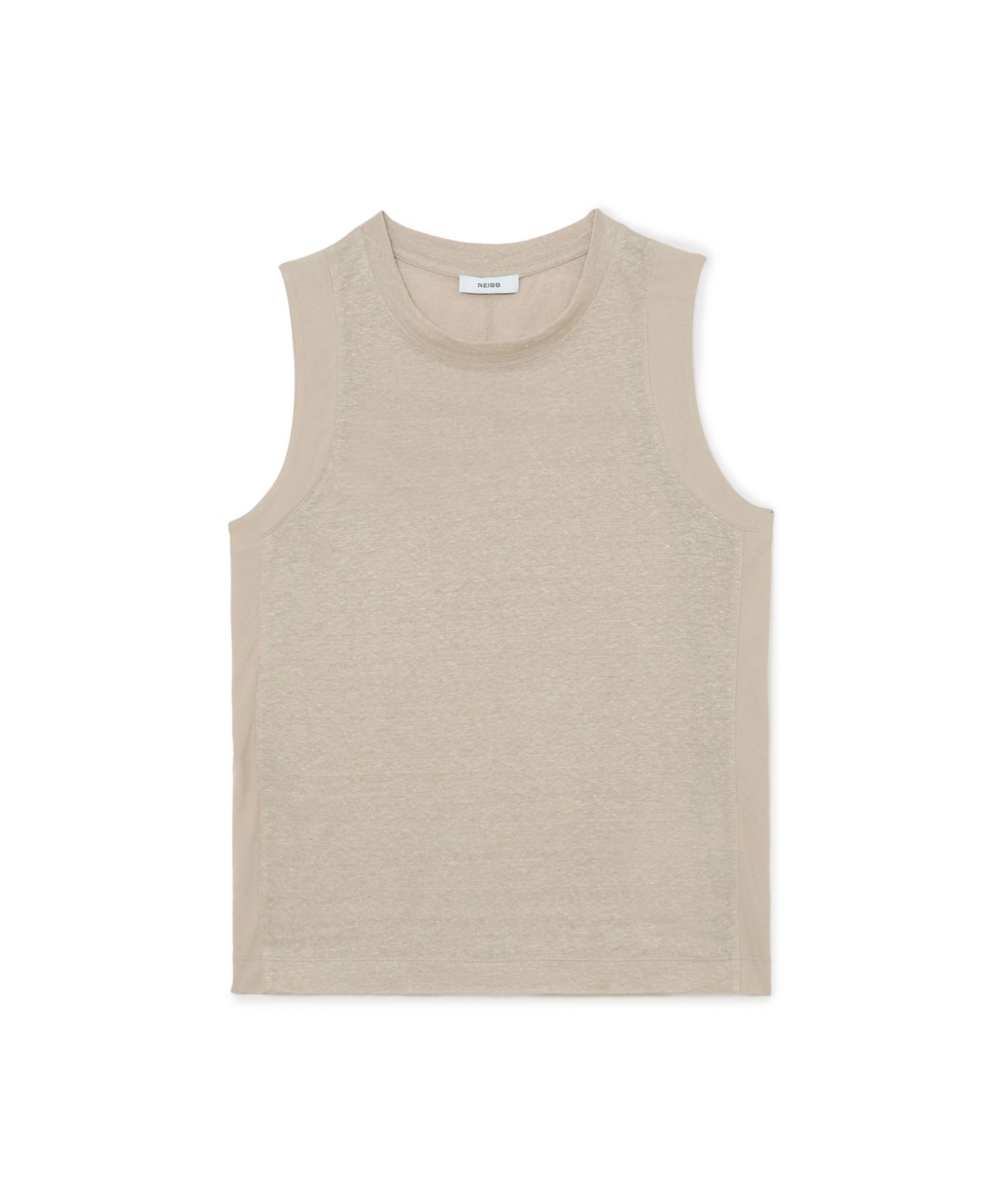 Женский топ REISS Amy Crew Neck Linen, цвет: Серо-бежевый — фото 6