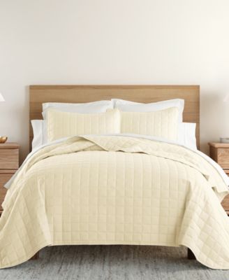 Ultra Soft Square Pattern Quilted Coverlet Set, Full/Queen