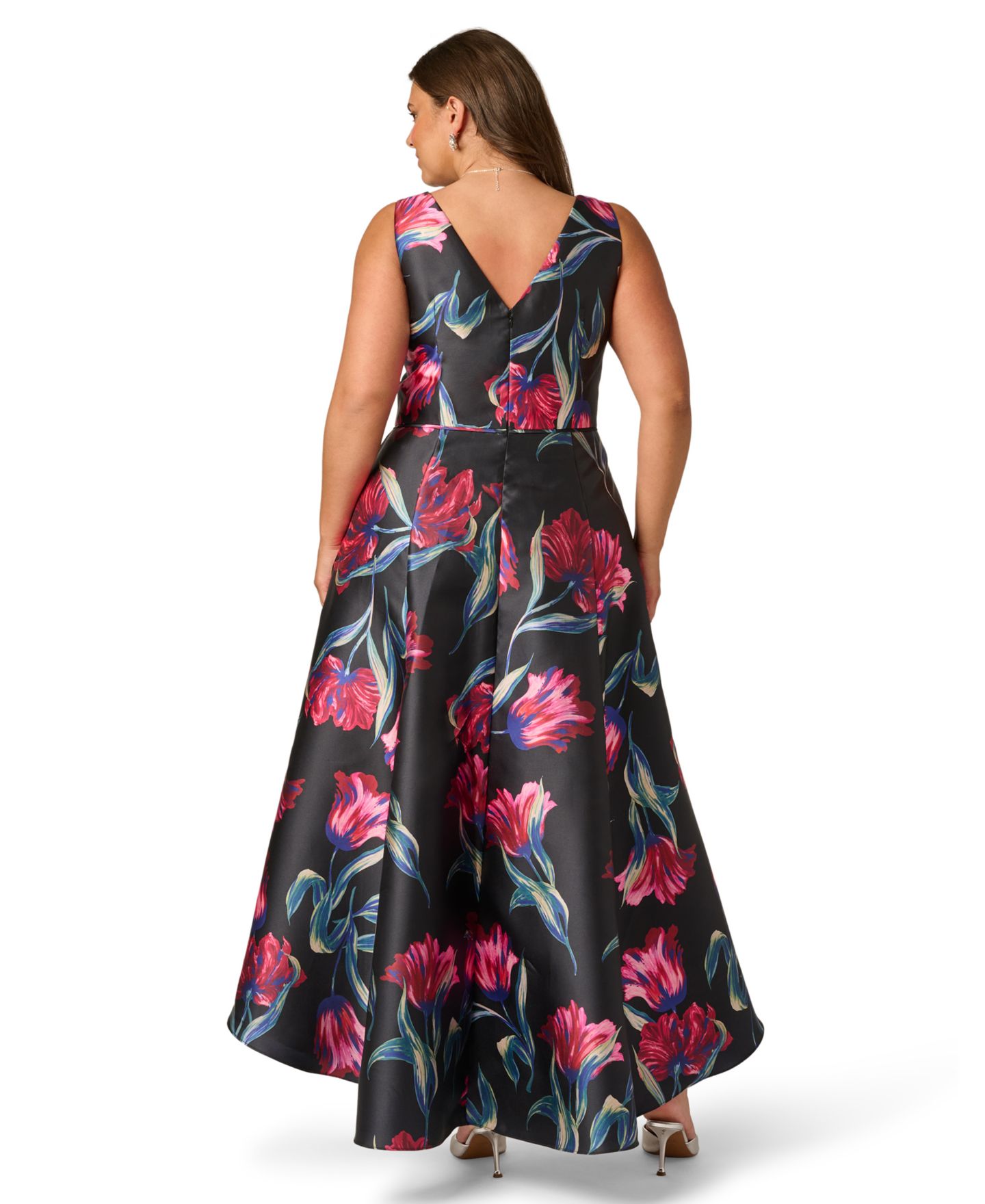 Женское платье Adrianna Papell Plus Size Printed Sleeveless Mikado, цвет: Чёрный разноцветный — фото 5