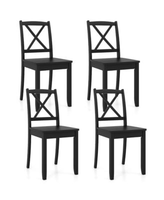 Dining Chair Set of 4 Kitchen Side Chairs With Rubber Wood Legs and Cross Back