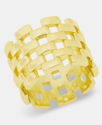 Gold-Tone Basketweave Ring