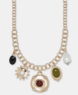 Modern Cushioned Stone Statement Necklace, 16-1/2" + 3" extender