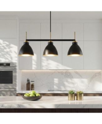 3-Light Linear Pendant Lighting, Kitchen Island Light Fixture with Adjustable Rods