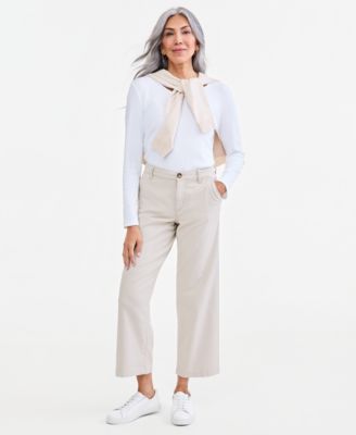 Women's High Stretch High-Rise Cropped Wide-Leg Pants