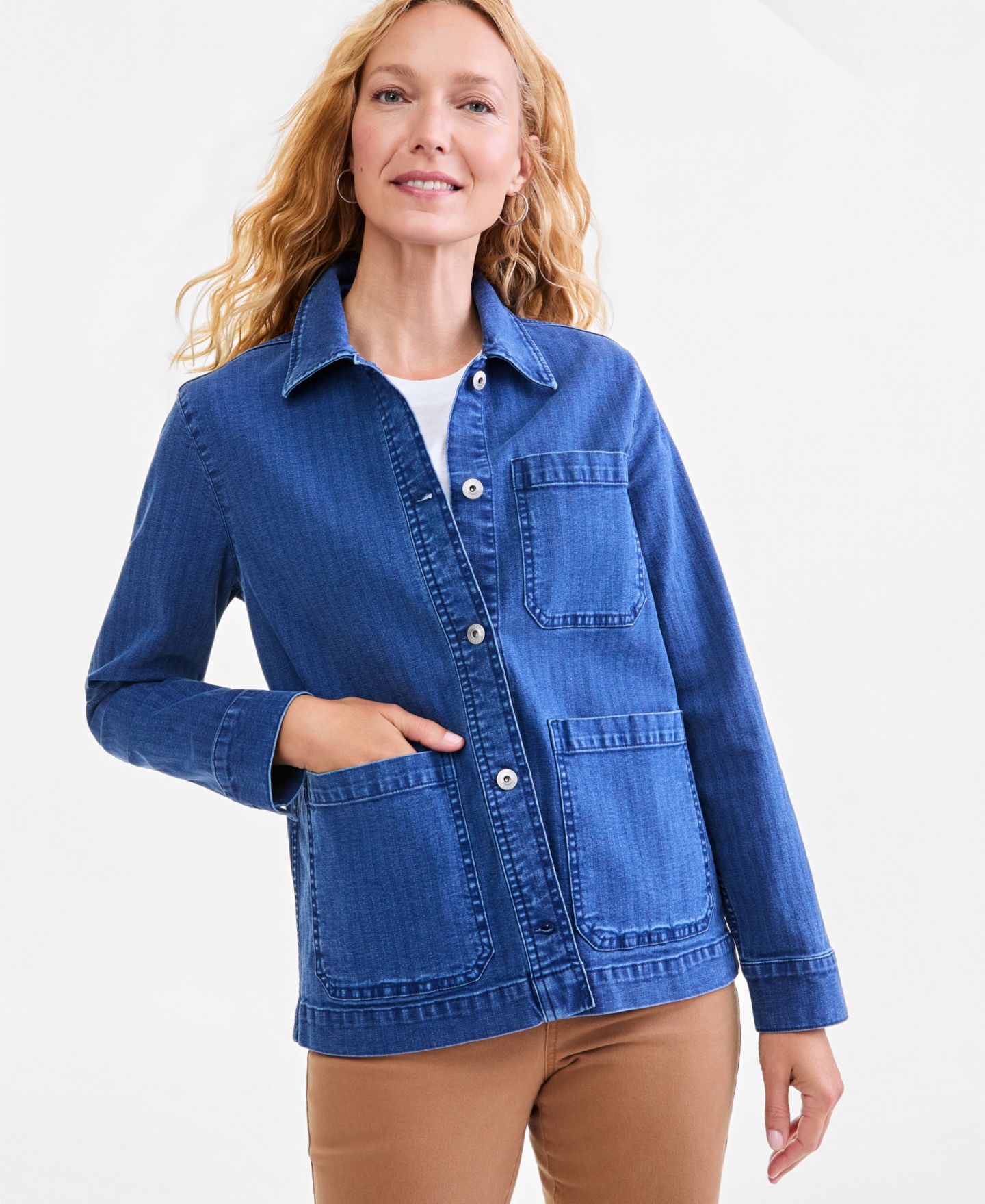 Женская куртка Style & Co Petite Denim Utility, цвет: Варёный — фото 2