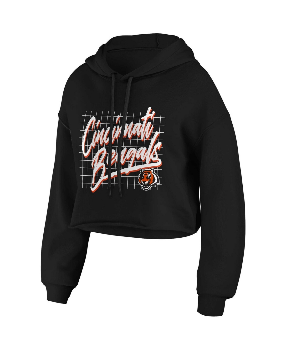Wear by Erin Andrews Women's Black Cincinnati Bengals Domestic Cropped Pullover Hoodie