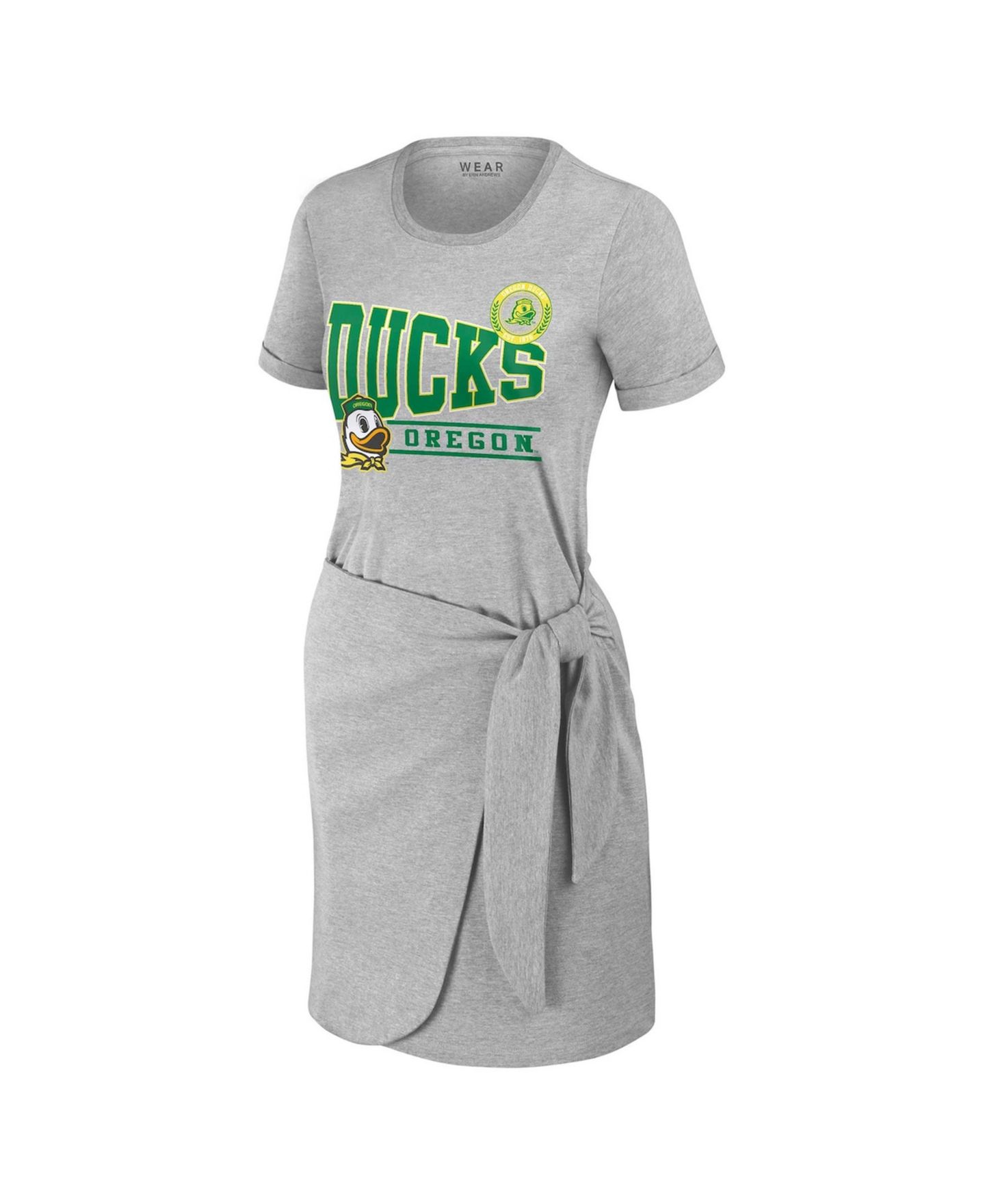 Женское платье WEAR by Erin Andrews Heather Gray Oregon Ducks Knotted T-Shirt — фото 2