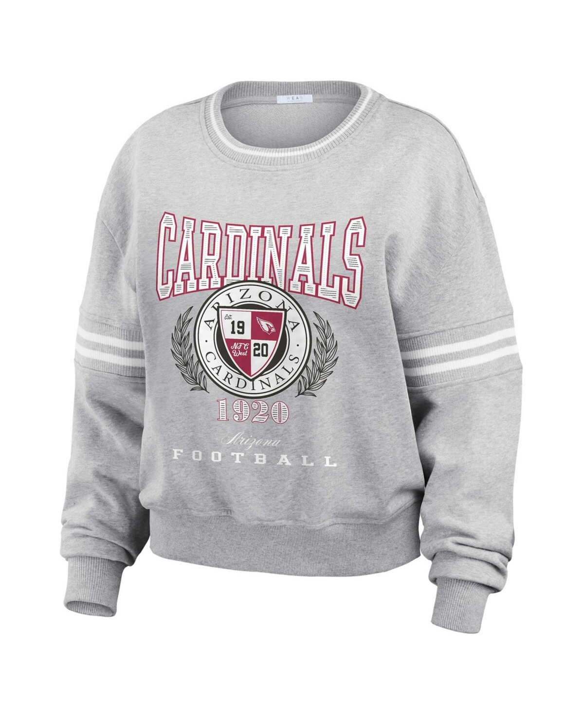 Wear by Erin Andrews Women's Heather Gray Arizona Cardinals Cropped Pullover Sweatshirt