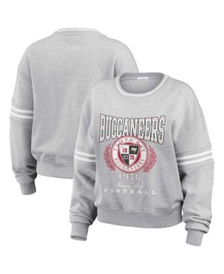 Women's Heather Gray Tampa Bay Buccaneers Cropped Pullover Sweatshirt