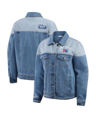 Women's Blue Philadelphia 76ers Full-Button Denim Jacket
