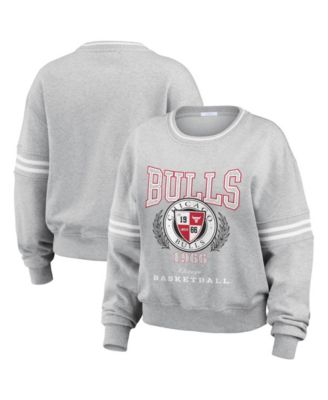 Women's Heather Gray Chicago Bulls French Terry Pullover Sweatshirt