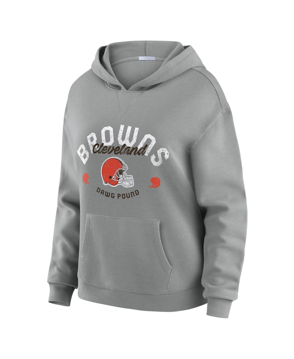 Wear by Erin Andrews Women's 2-Piece Gray Cleveland Browns Waffle-Knit Long Sleeve Hooded Shirt & Pants Lounge Set