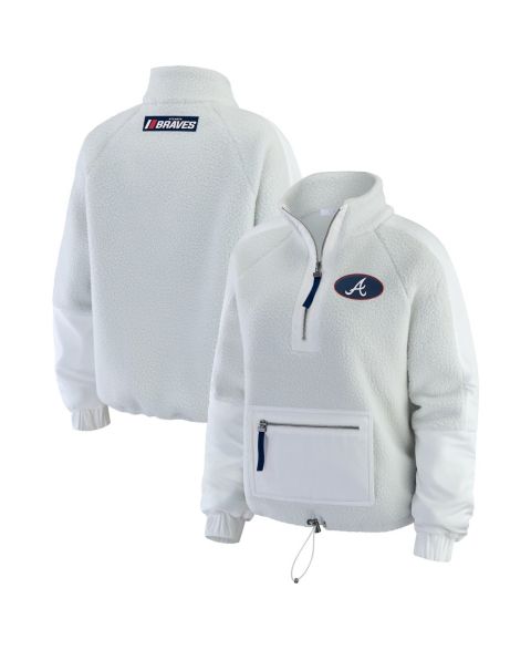 Женские куртки WEAR by Erin Andrews Gray Atlanta Braves Polar Fleece Quarter-Zip Jacket