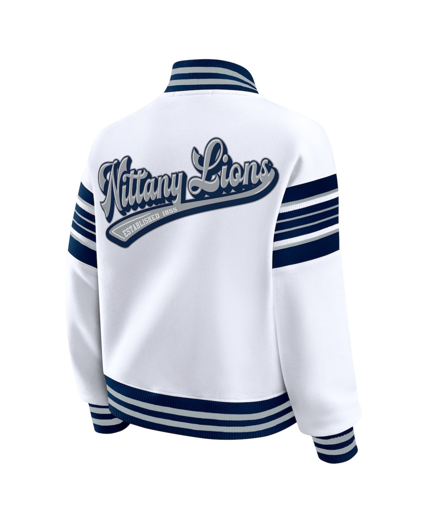 Женская куртка WEAR by Erin Andrews White/Navy Penn State Nittany Lions Satin Stitch Full-Snap Fleece Sweatshirt — фото 3