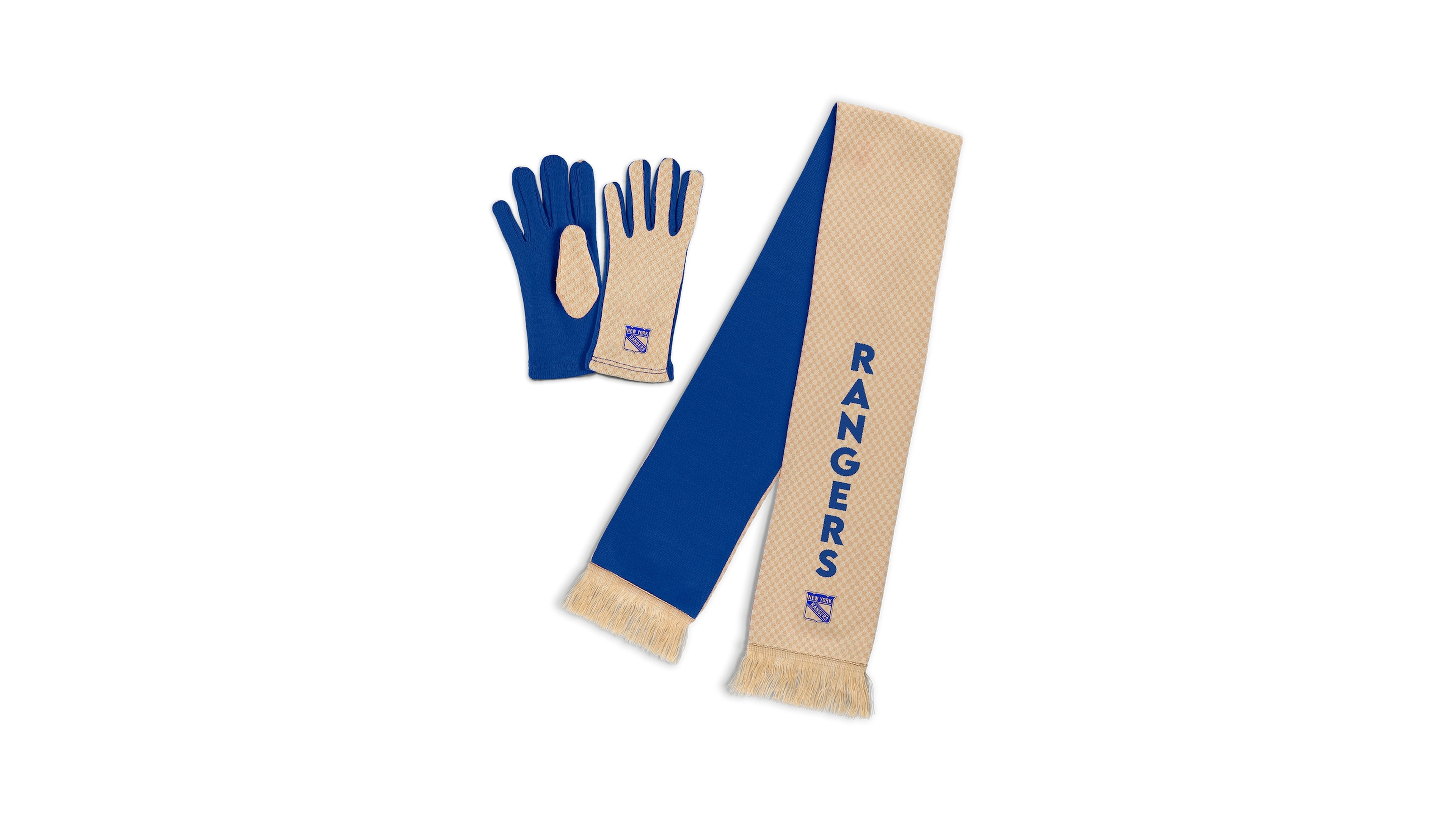 Wear by Erin Andrews Women's New York Rangers Tonal Microcheck Scarf Glove Set
