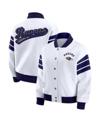Women's White Baltimore Ravens Plus Size Full-Snap Fleece Sweatshirt Jacket