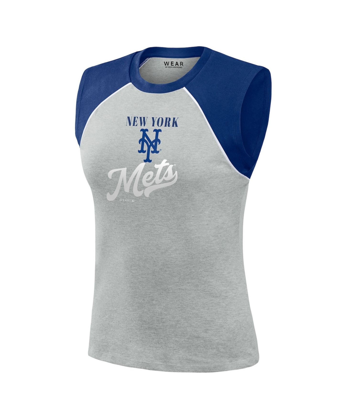 Женский топ WEAR by Erin Andrews Heather Gray New York Mets Cropped Raglan — фото 5