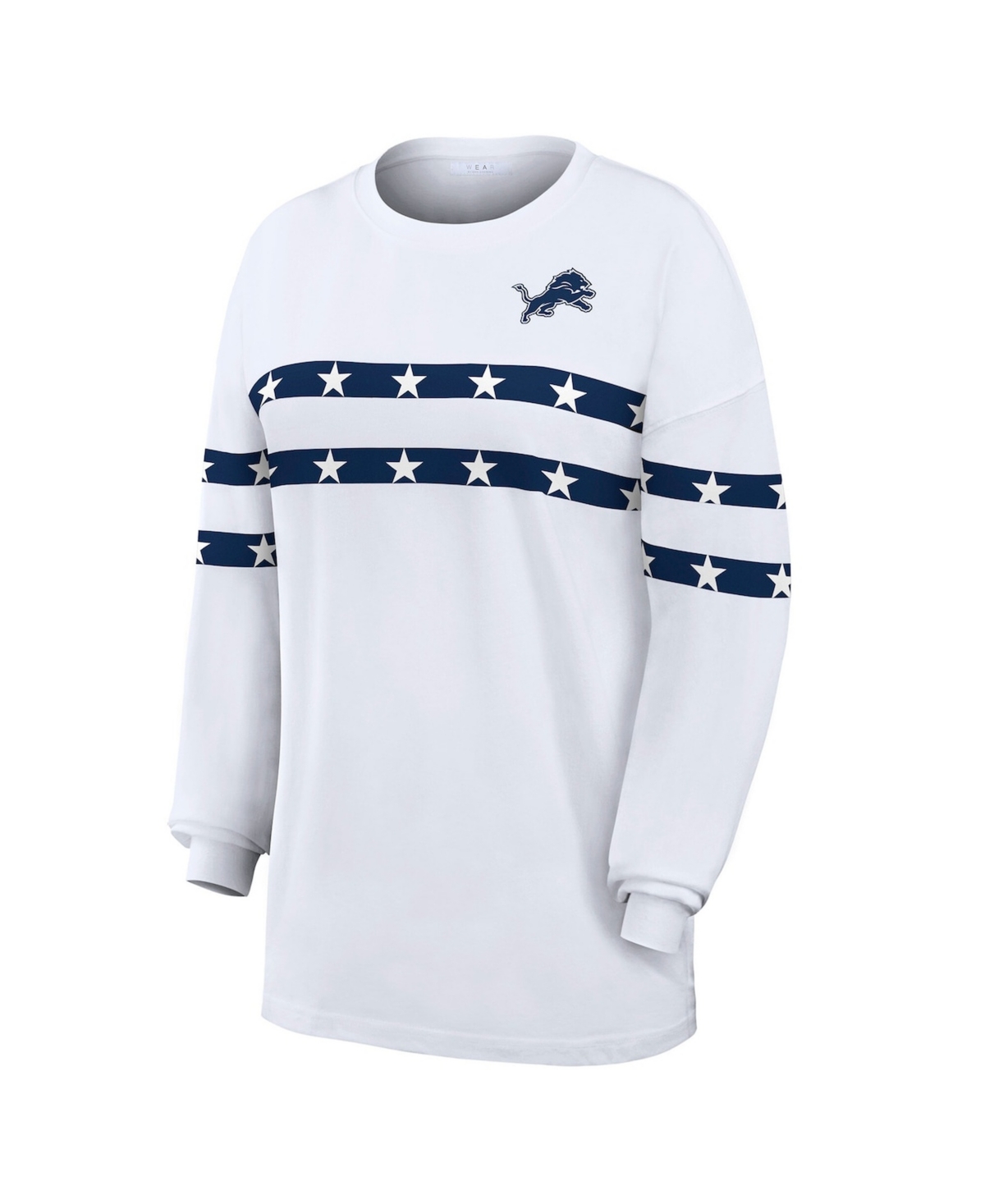 Wear by Erin Andrews Women's White Detroit Lions Americana Stripe Long Sleeve T-Shirt