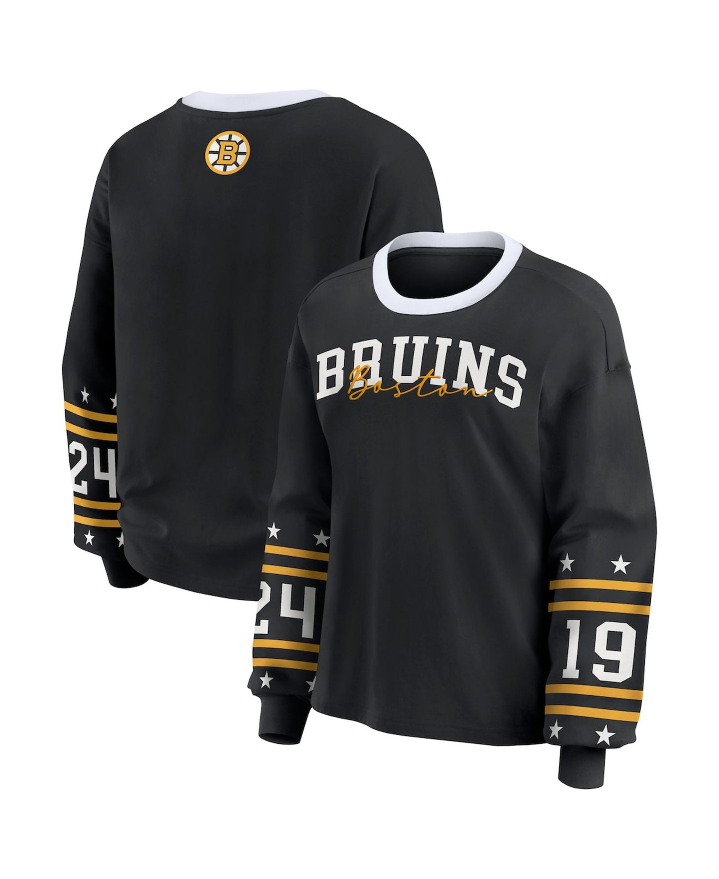 Женская футболка WEAR by Erin Andrews Black Boston Bruins Long-Sleeve Sport — фото 1