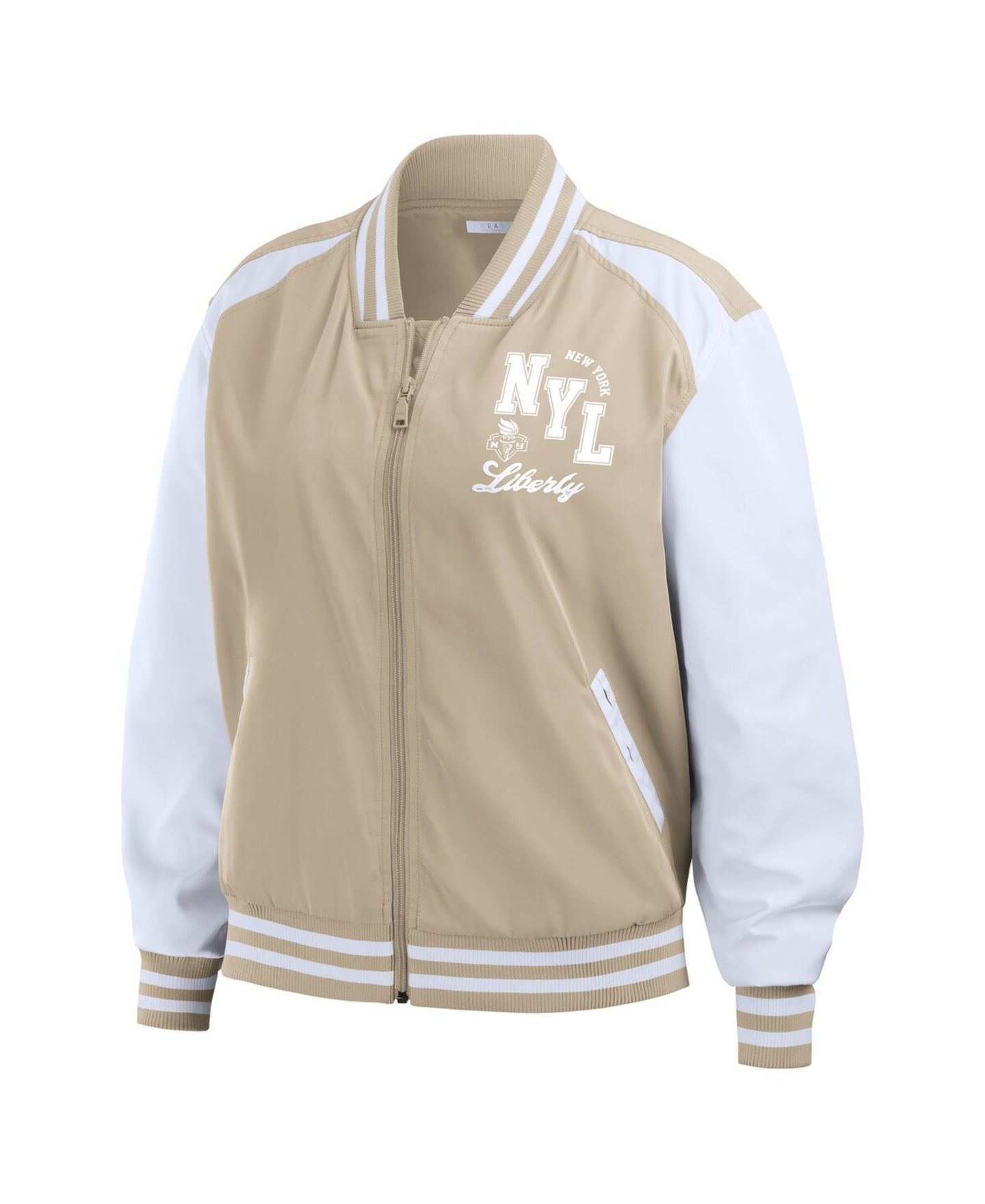 Женская куртка WEAR by Erin Andrews Tan New York Liberty Tonal Full-Zip Bomber — фото 2
